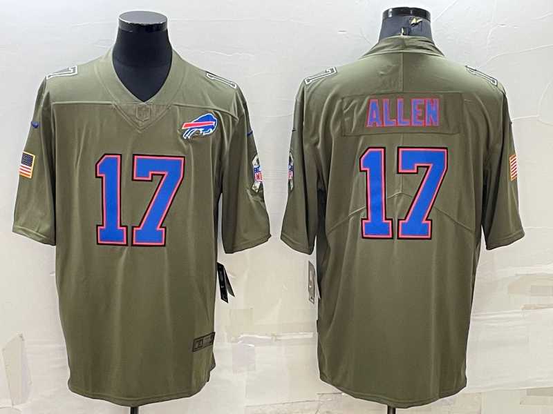 Men%27s Buffalo Bills #17 Josh Allen Olive Salute To Service Limited Stitched Jersey